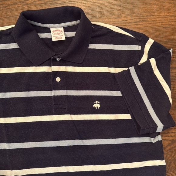 Brooks Brothers Dark Blue and White Striped Polo. Size large - Picture 1 of 6